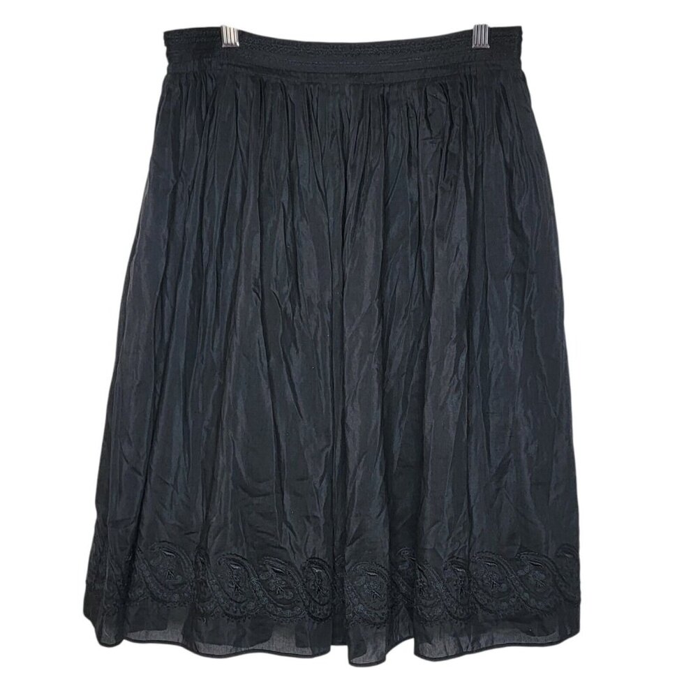 Kobi Halperin Ashlee Black Silk Blend Embroidered Pleated Circle Skirt Size 4‎